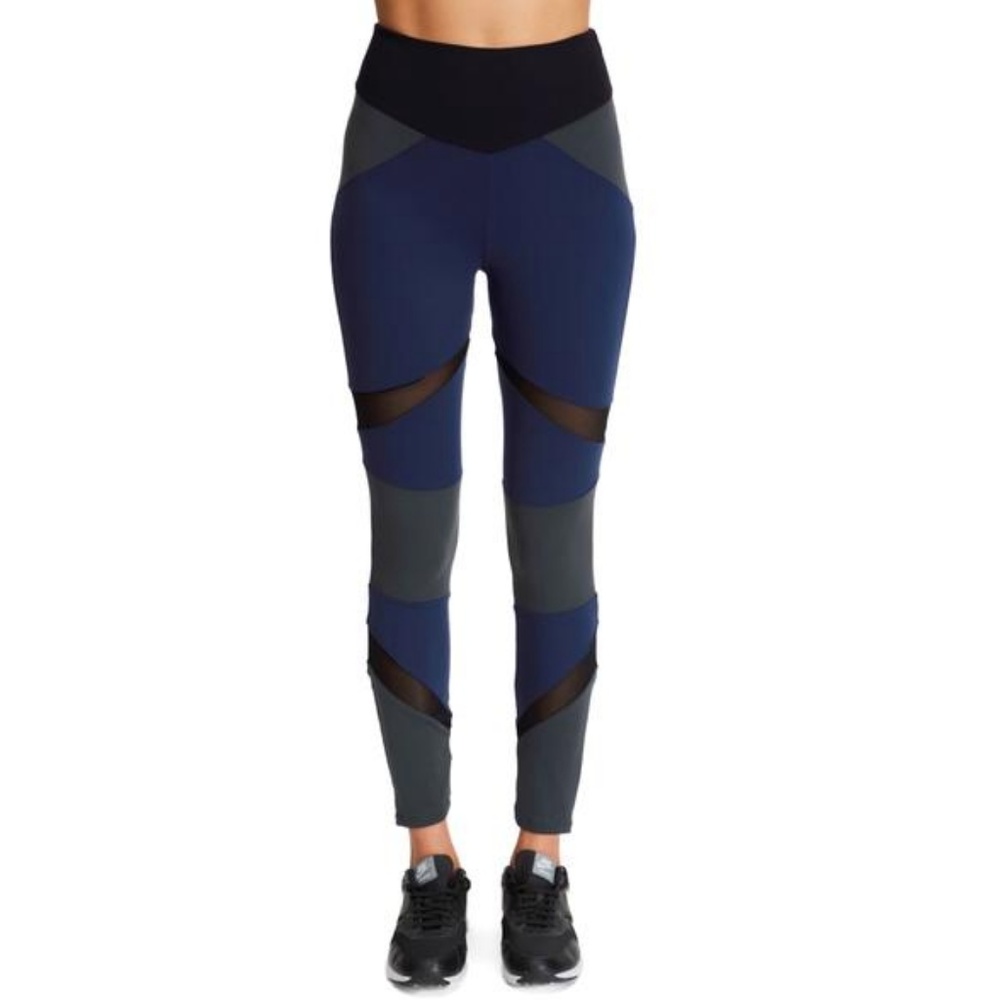 BOOM BOOM ATHLETICA Tri Colour Panel Leggings NWT - Black/Navy/Grey
